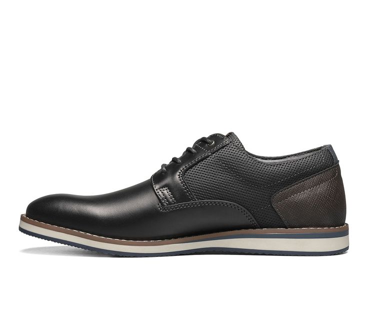 Leather upper, Lace-up closure for a custom and secure fit, Flat heel, Classic rounded toe, Cushioned EVA insole with Soft Gel for added comfort in every step, Lightweight and durable rubber outsole, Nunn Bush branding details | Men's Nunn Bush Circuit Plain Toe Oxford Dress Shoes in Black Size 9 Oxford Dress Shoes, Oxford Dress, Soft Gel, Shoe Carnival, Derby, Circuit, Dress Shoes Men, Oxford Shoes, Leather Upper