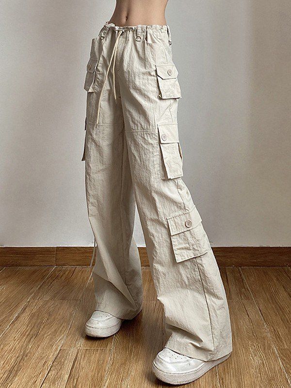 2022 Vintage Cargo Pocket Baggy Pants Apricot S In Straight Leg Pants Online Store. Best For Sale | Emmiol.com Preppy Aesthetic Outfits, Look 80s, Gothic Pants, Y2k Harajuku, Casual Cargo Pants, Pants Streetwear, Pants Y2k, Streetwear Pants, Baggy Cargo Pants