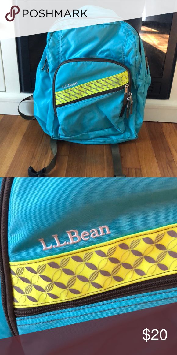 LL BEAN School Backpack Aqua blue color with yellow reflective strip. Very gentle wear. Excellent condition. Multiple pockets. Very strong, durable pack. L.L. Bean Accessories Bags Aqua Blue Color, Llbean Backpack, School Backpack, Accessories Bags, Ll Bean, School Backpacks, L L Bean, Aqua Blue, Kids Accessories