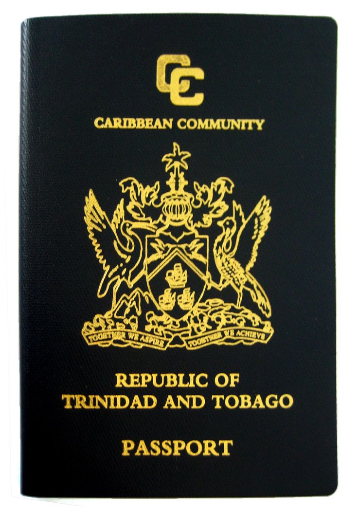 a black and gold passport with the words, republic of trinidad and tobago