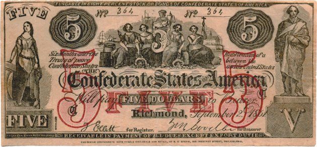 an old five dollar bill from the united states