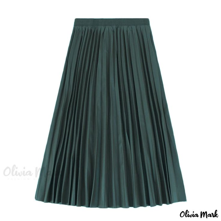 Olivia Mark - Premium Solid Color Pencil High-Waisted Leather Skirt with Pleated Design Casual Green Pencil Skirt For Fall, Green Pencil Skirt For Workwear In Fall, Classic Green Pleated Skirt, Green Solid Color Skirt For Fall, Fitted Green Pleated Midi Skirt, Elegant Green Solid Color Skirt, Green Workwear Skirt, Green Solid Color Skirt For Work, Chic High-waist Green Pencil Skirt