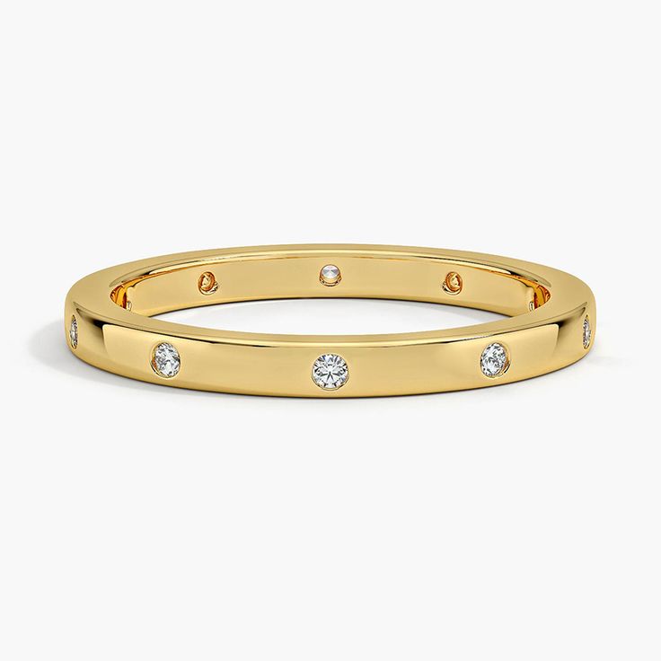 Cielo Diamond Ring - 14K Yellow Gold. Flush-set diamonds sparkle across this stackable design for a look that's all at once modern and timeless (1/10 total carat weight). Unique Stacking Rings, Moissanite Stackable Rings With Single Cut Diamonds, Diamond Stackable Bands For Promise Ring, 14k Gold Bands With Diamond Accents, Stackable Diamond Bands For Promise Ring, Diamond Stackable Rings Fine Jewelry, Moissanite Stackable Diamond Ring In Fine Jewelry Style, Diamond Stackable Rings In Fine Jewelry Style, Timeless Stackable Diamond Bands