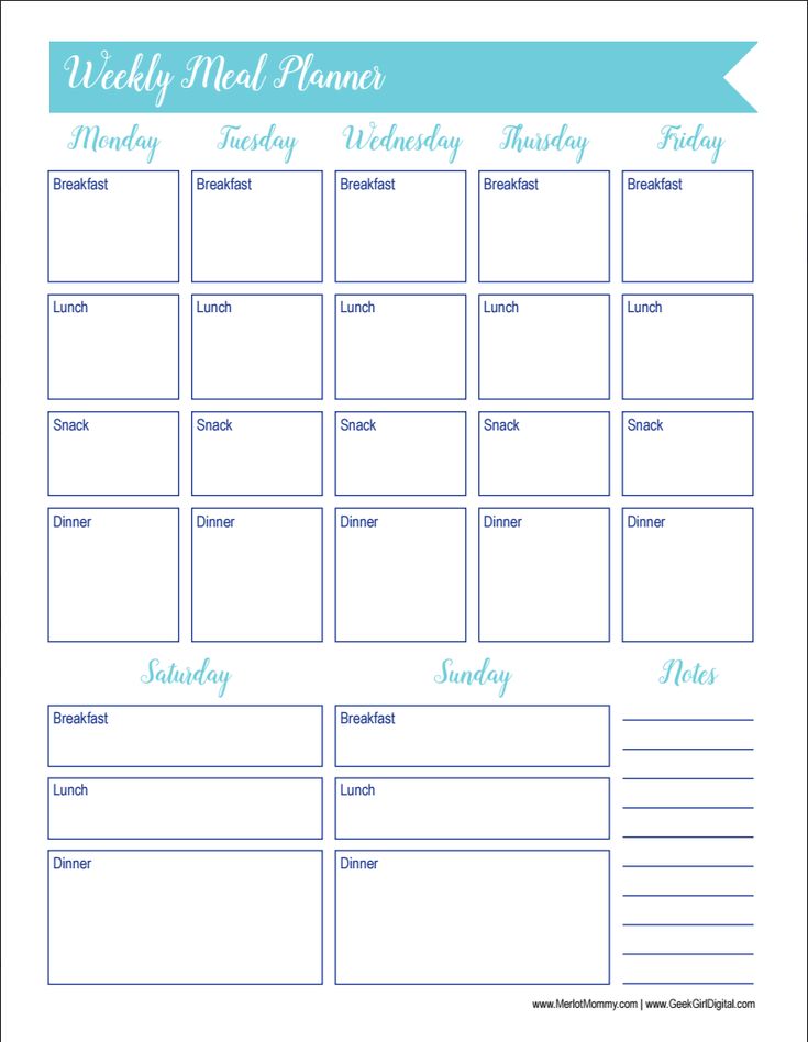 30 Days of Free Printables: Weekly Meal Planner Worksheet | Weekly meal ...