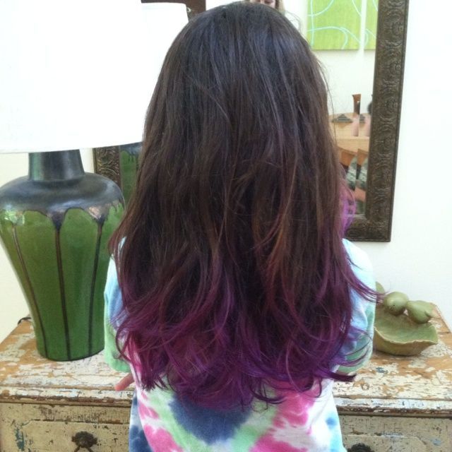 Lavender Dip Dye On Brown Hair | Brown Hair With Purple Dip Dye Purple dip dye Undercolor Hair, Dip Dyed Hair, Purple Brown Hair, Purple Dip Dye, Dipped Hair, Dyed Tips, Dyed Hair Pastel, Dip Dye Hair, Dye Hair