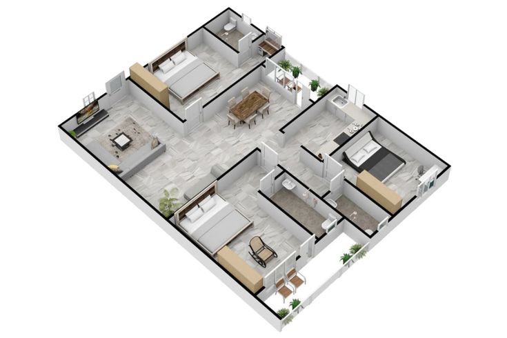 the floor plan for a two bedroom apartment with an attached kitchen and living room area