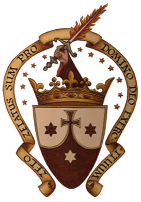 the crest of an old school with stars on it