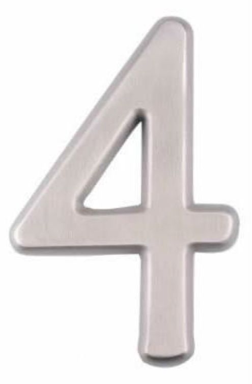 the number four is made out of metal and sits on top of a white background