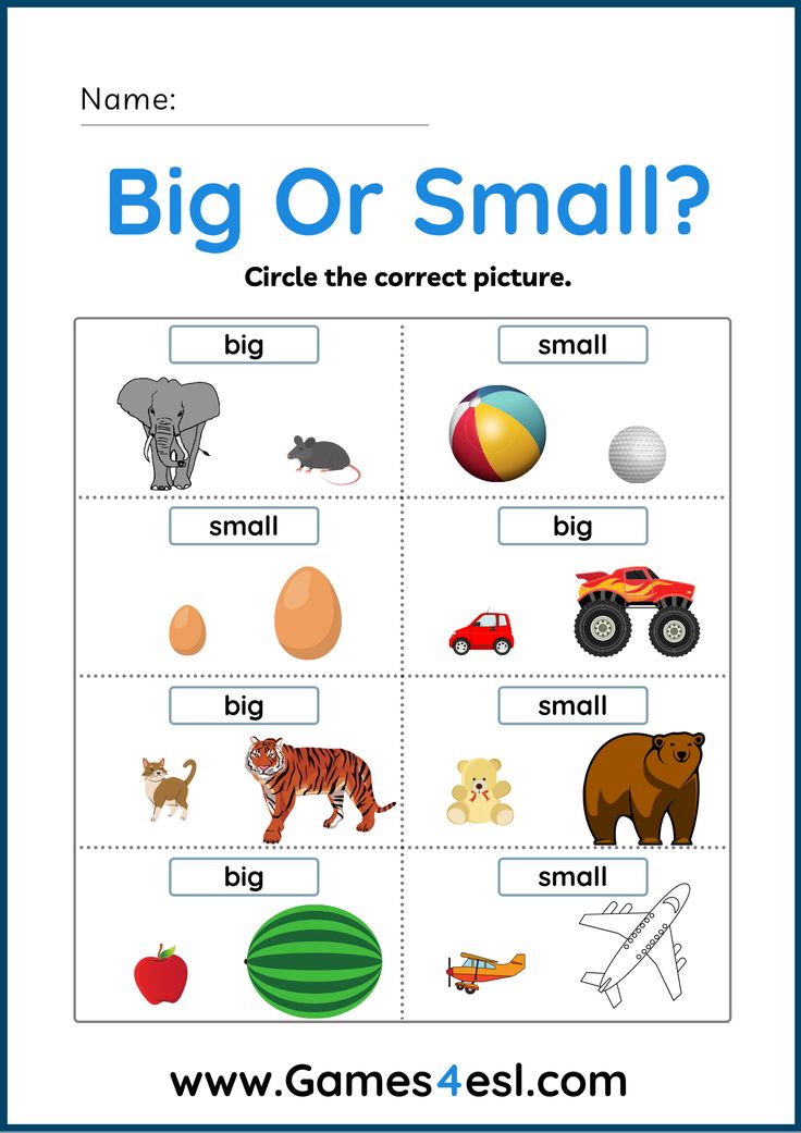 Big and Small Worksheets | Ingles para preescolar, Ingles basico para ...