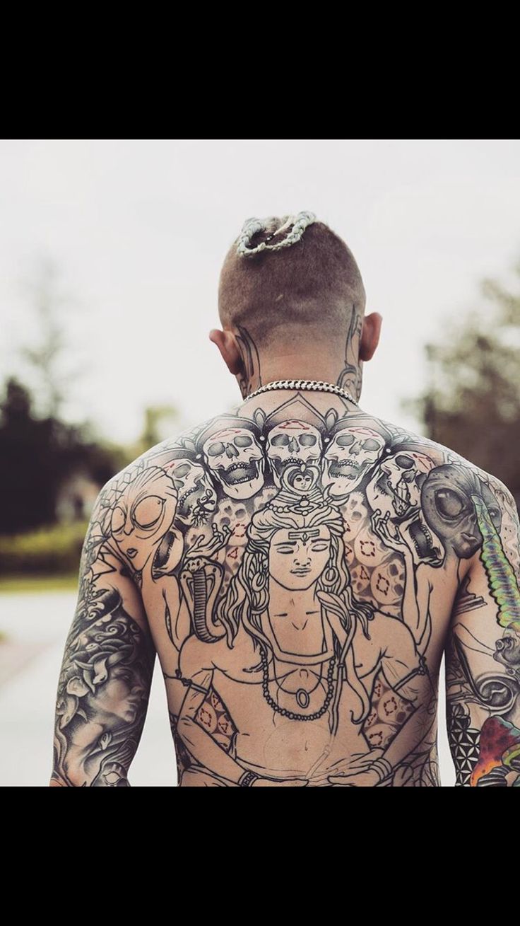 a man with lots of tattoos on his back