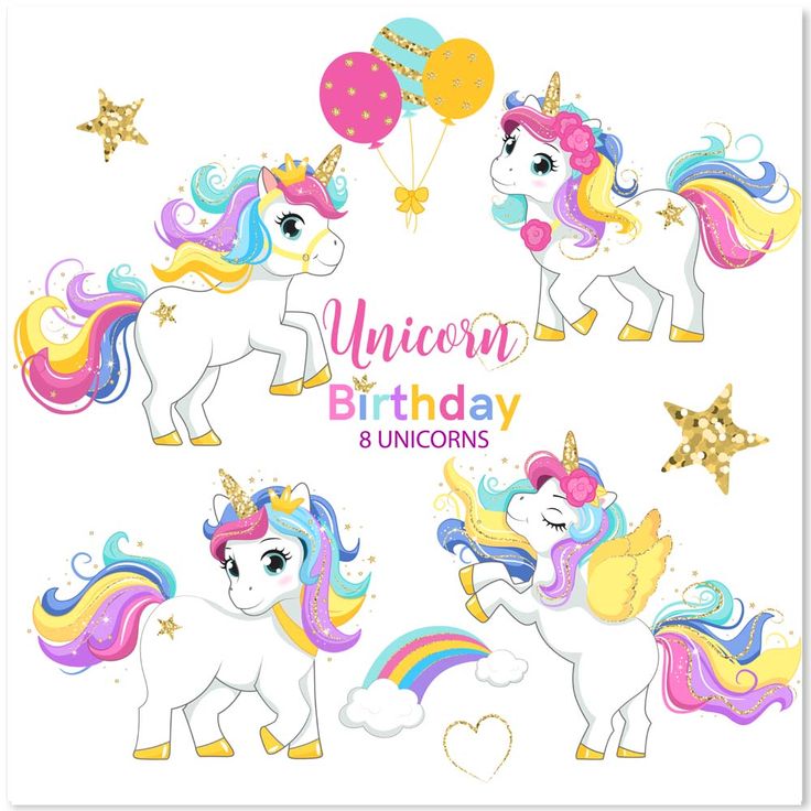 Unicorn Birthday PNG clipart Rainbow unicorn. - Inspire Uplift ...