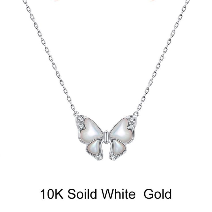 Our gorgeous Gold chain is a classic butterfly design pendant necklace with moissanite diamond and a pearl that has been designed for women. They are beautiful on their own, It gives you a confident feeling and can guarantee you an attractive and luxurious appearance. The modern and trendy gold chain contains 100% real gold material with a stamp for authenticity and it's safe for all skin types. They are nickel-free and their high polished finish gives them a fine 18K shine of purest gold materi Elegant Butterfly Charm Pendant Necklace, Elegant Silver Round Butterfly Necklace, Elegant Diamond Butterfly Charm Necklace, Elegant Diamond Butterfly Necklace With Charm, Elegant Diamond Necklace With Butterfly Charm, Elegant Sterling Silver Butterfly Necklace, Elegant Pendant Necklace With Butterfly Charm, Elegant White Gold Butterfly Pendant Necklace, Elegant Sterling Silver Butterfly Necklace For Formal Occasions