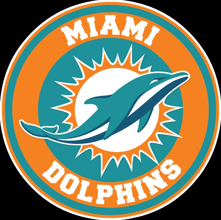 the miami dolphins logo is shown in blue and orange