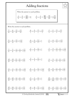 the worksheet for adding fraction numbers