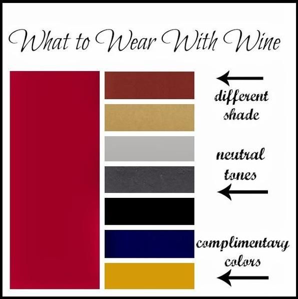 what to wear with wine, different shade neutral tones and complementary colors for each color