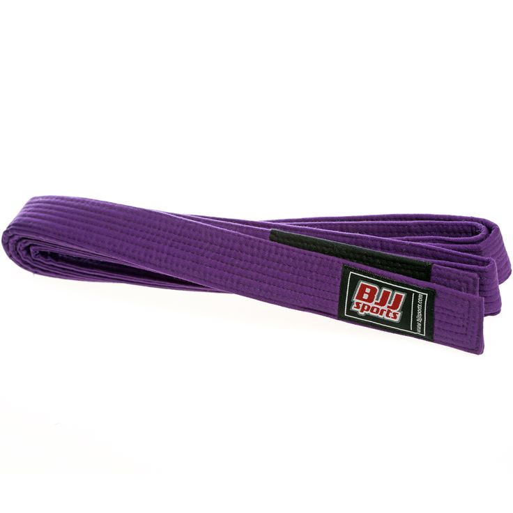 the purple belt has a black tag on it that says,'bud town '