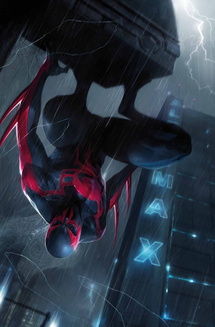 spider - man in the rain with his hands on his hips and head tilted back