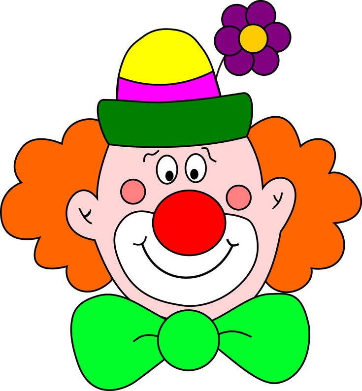 an image of a clown with a flower on his head