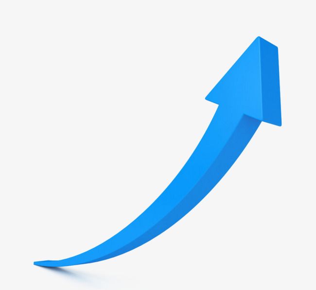 a blue arrow pointing upward on a white background with clipping path to the right