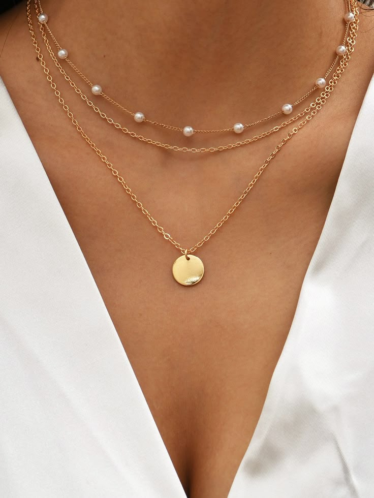 Cute Chains, قلادات متدلية, Trending Necklaces, Jewelry Accessories Ideas, Celtic Knots, Jewelry Lookbook, Chain Choker Necklace, Layered Jewelry, Faux Pearl Necklace