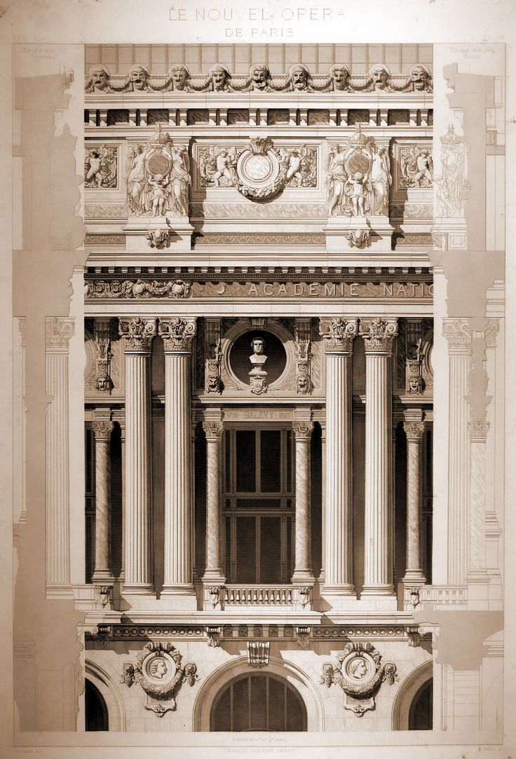 an old building with columns and clocks on the front