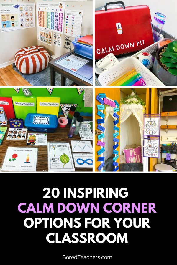 several pictures with the words calm down corner options for your classroom on them and in front of