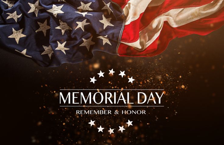 an american flag with the words memorial day written on it and stars in the background