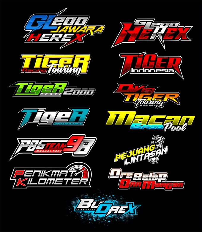 the logos for different types of racing cars and their colors are shown in this image