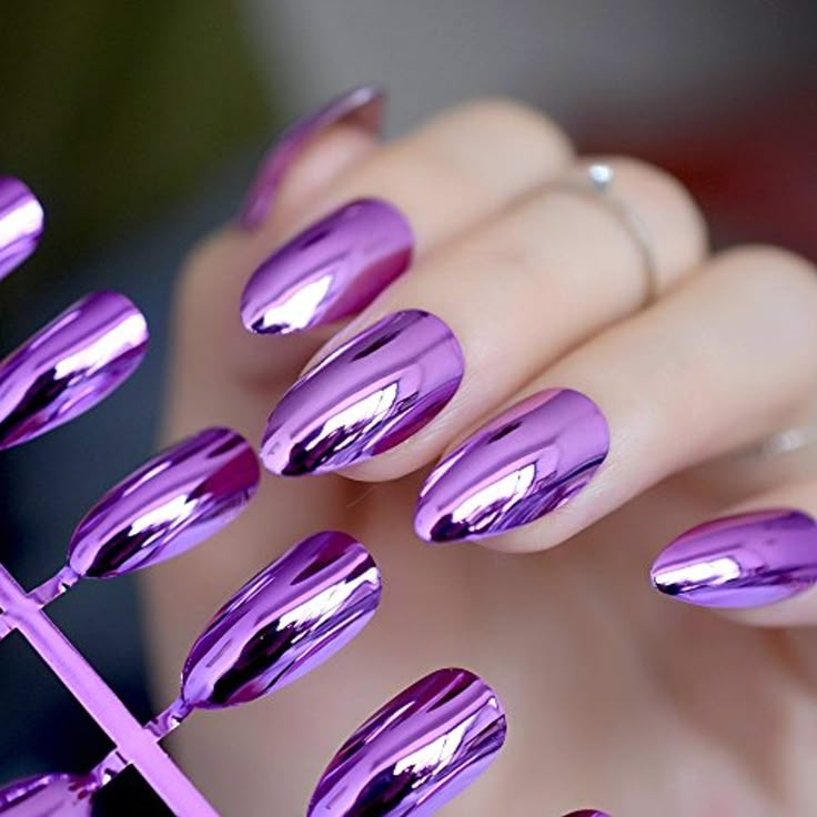 24pcs Pure Dark Purple Acrylic Nail Tips Almond Design Kit Medium Sharp Stiletto Fake Press On Nails Makeup Manicure N27 -- Check out the image by visiting the link. (This is an affiliate link) #foothandnailcare Dark Purple Acrylic, Fake Press On Nails, Acrylic Nails Stiletto, Metallic Nail Art, Pink Chrome Nails, Purple Acrylic Nails, Chrome Nails Designs, Purple Acrylic, Ombre Nail Designs