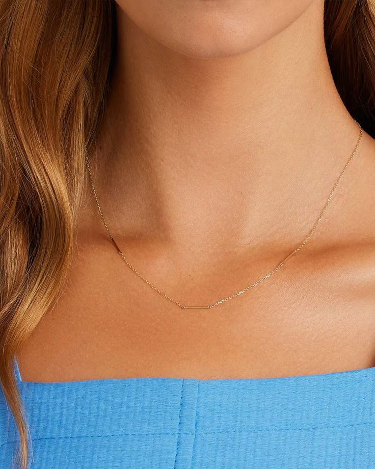 14k Gold Rose Bar Necklace – gorjana Rose Bar, Earrings Stacking, Solid Gold Necklace, Necklace Rose, 14k Gold Necklace, Layer Style, Mix Style, Gold Necklaces, Gold Necklace Layered