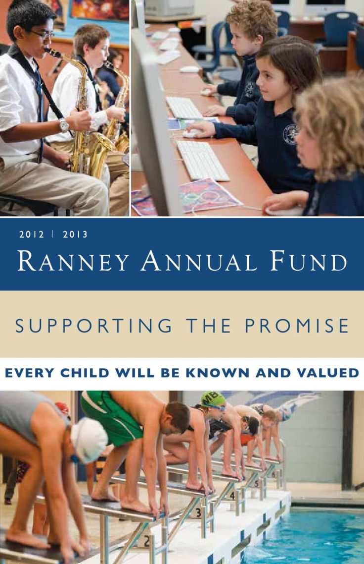 the cover of an annual fund brochure with photos of children in swimming pool