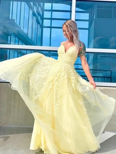 Formal Dresses Yellow, Yellow Prom Dresses, Prom Dresses V Neck, Yellow Prom, Prom 2022, Dresses Yellow, Lace Prom Dresses, Dresses V Neck, Prom Dresses Yellow