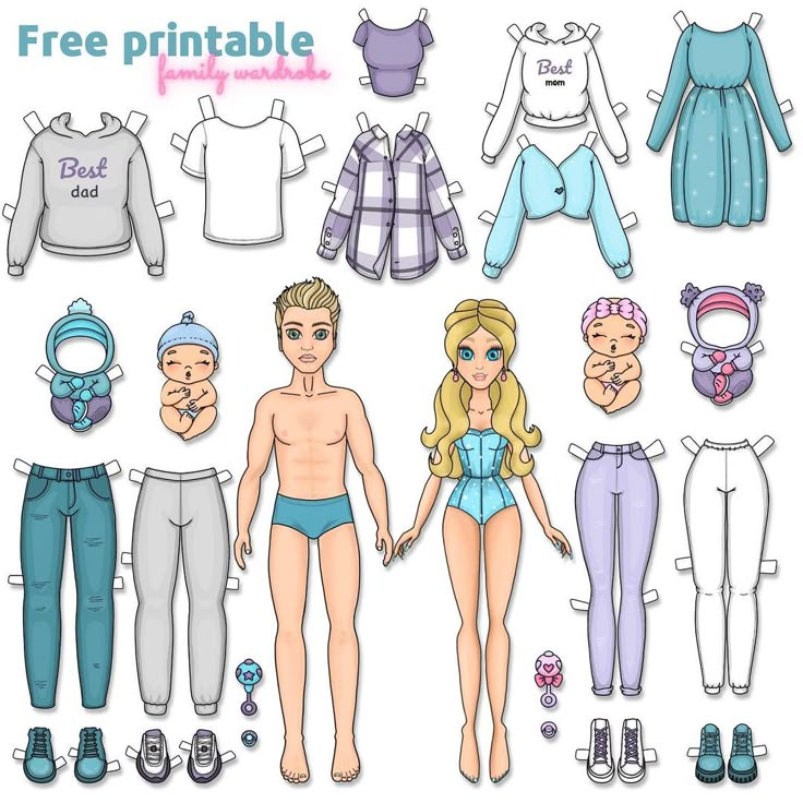 paper doll with clothes and shoes to make it look like the barbies are in their pajamas