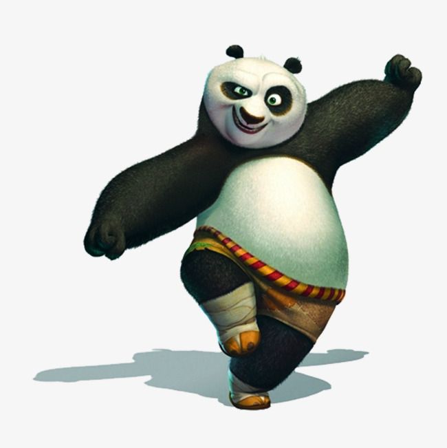 a cartoon panda is dancing with his arms in the air