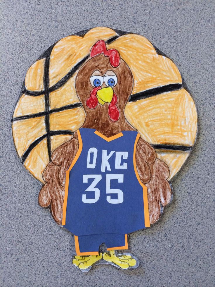 a drawing of a turkey wearing a basketball jersey