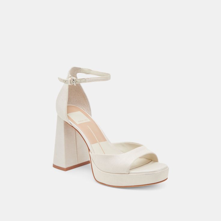 PANDRO HEELS WHITE SATIN White Pointed Toe Platform Heels, White Heels Chunky, White Platform Heels, Mitzvah Dresses, Hoco Inspo, Bat Mitzvah Dresses, Madonna Inn, Tan High Heels, Designer Wedding Shoes