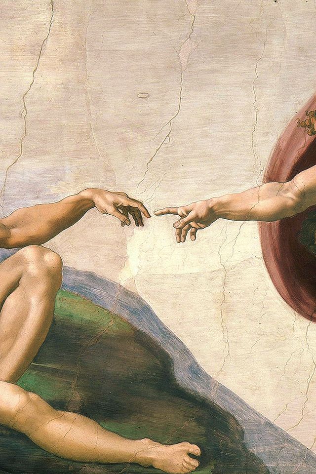 the creation of man's hand is depicted in this painting