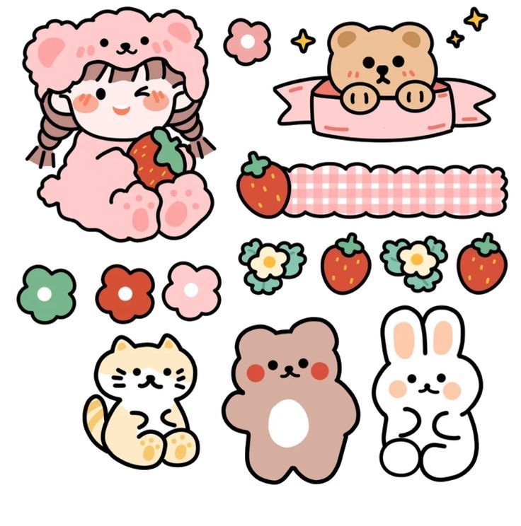 Kawaii stickers, Cute doodles, Cute easy drawings