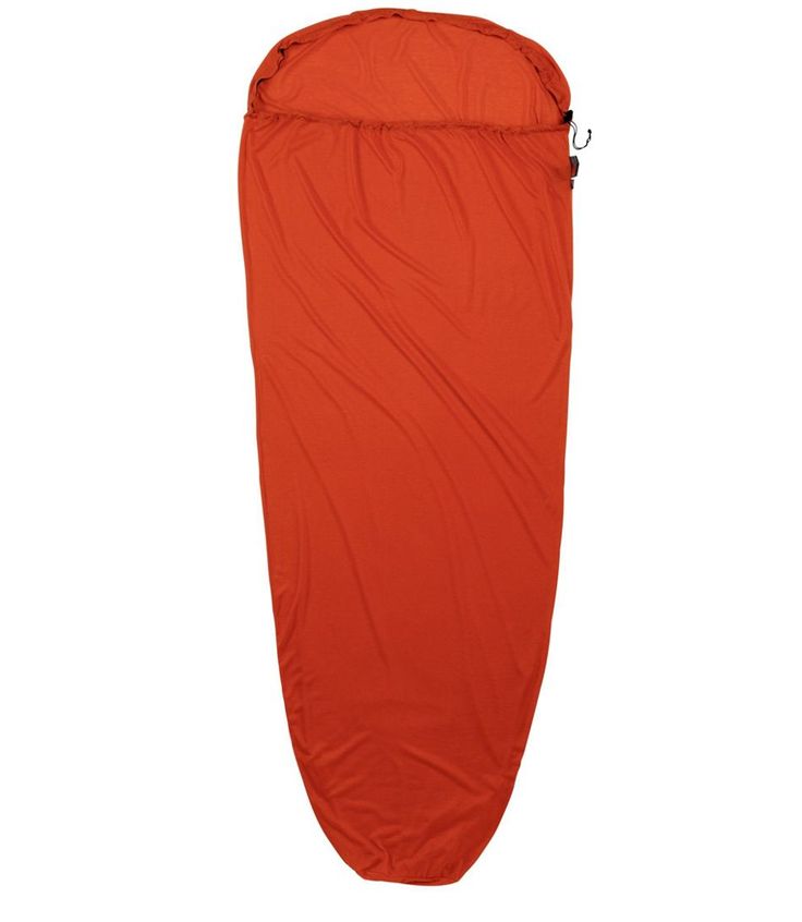 an orange sleeping bag on a white background