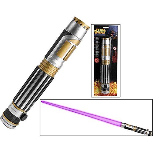 a star wars light saber is shown in front of a box