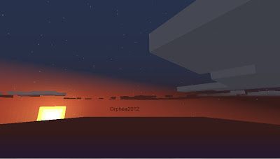 an image of the sun going down in minecraft