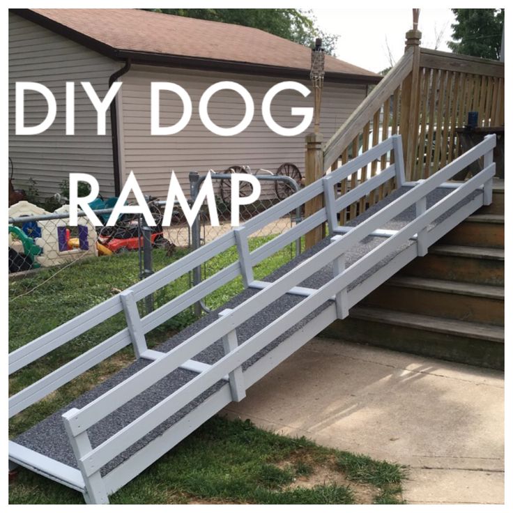 a white dog ramp with the words diy dog ramp above it and below it