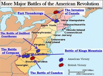 map of the battles of the american revolution