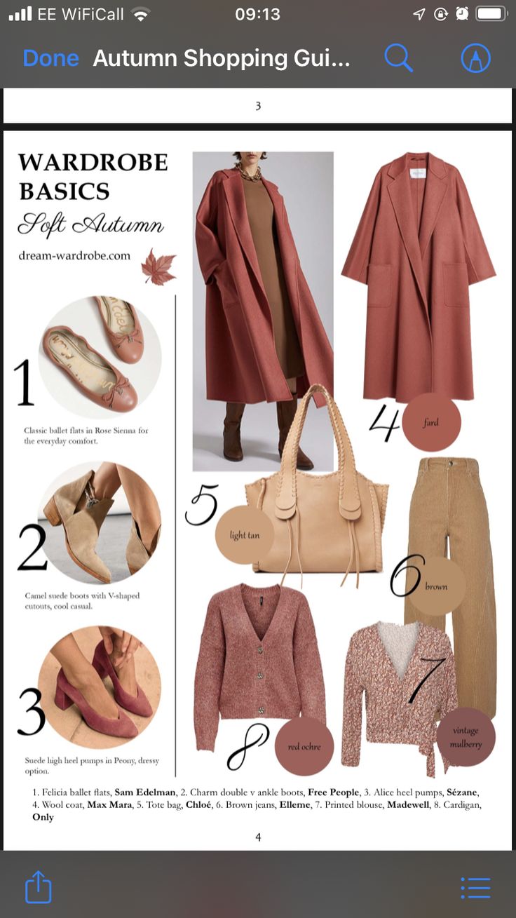 Soft Natural True Autumn, Soft Autumn Winter Wardrobe, Soft Autumn Romantic Style, Soft Autumn Shoes, Warm Autumn Summer Outfits, Soft Autumn Color Palette Makeup, Soft Autumn Winter Outfits, Muted Autumn Outfit, Soft Autumn Outfit Ideas