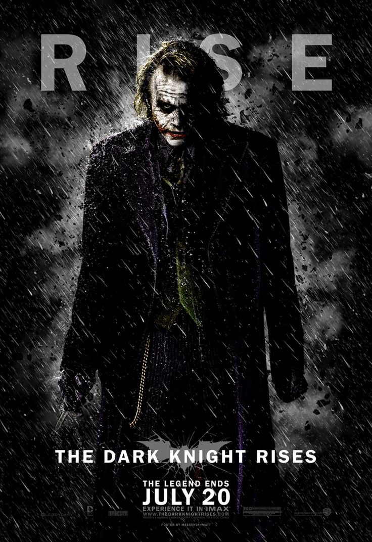 the dark knight rises movie poster with joker in it's suit and headphones