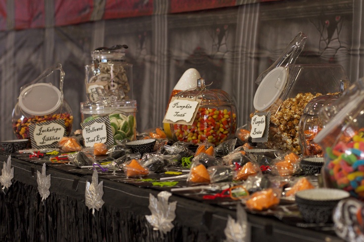 an assortment of candy and candies on display