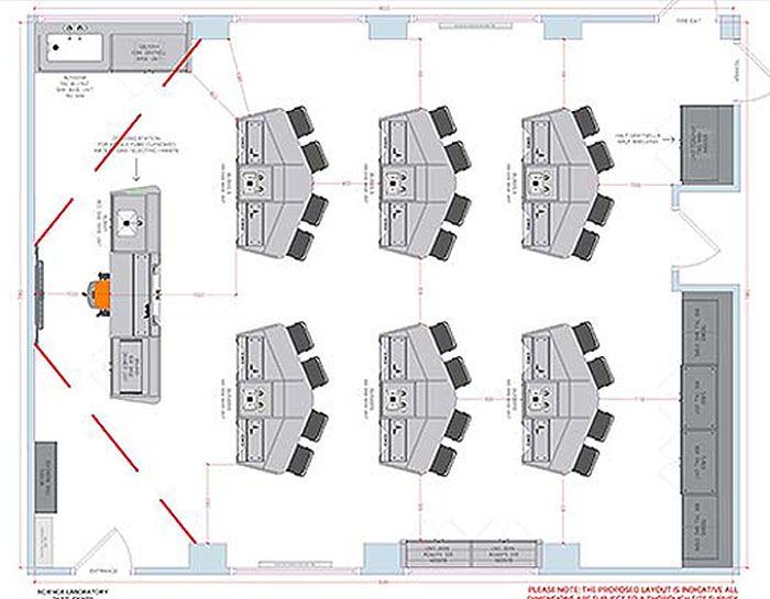 an office floor plan with desks and chairs in the center, on top of each other