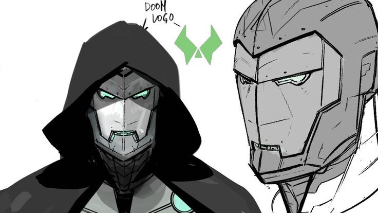 three different types of characters with green eyes and black hoods, one in front of the