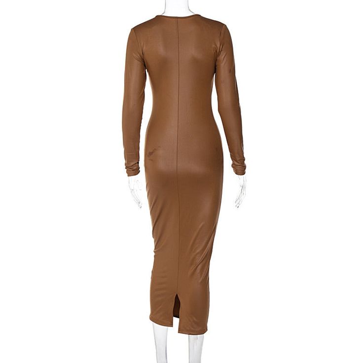 Features: Be elegant and eye-catching with this sophisticated Jill Full Sleeve Bodycon Midi Dress. This full sleeve design includes an O-neck and a stylish, slim split that gives a sultry look. It's the perfect dress for formal or dressy occasions. Sleek Long Sleeve Evening Bodycon Dress, Long Bodycon Dress For Evening In Fall, Evening Long Sleeve Slim Fit Bodycon Dress, Sleek Fitted Long Sleeve Midi Dress, Slim Fit Long Sleeve Bodycon Dress For Evening, Fitted Long Sleeve Midi Dress With Side Slits, Sleek Long Sleeve Bodycon Dress, Formal Long Sleeve Slim Fit Bodycon Dress, Fitted Long Sleeve Bodycon Dress With Side Slits