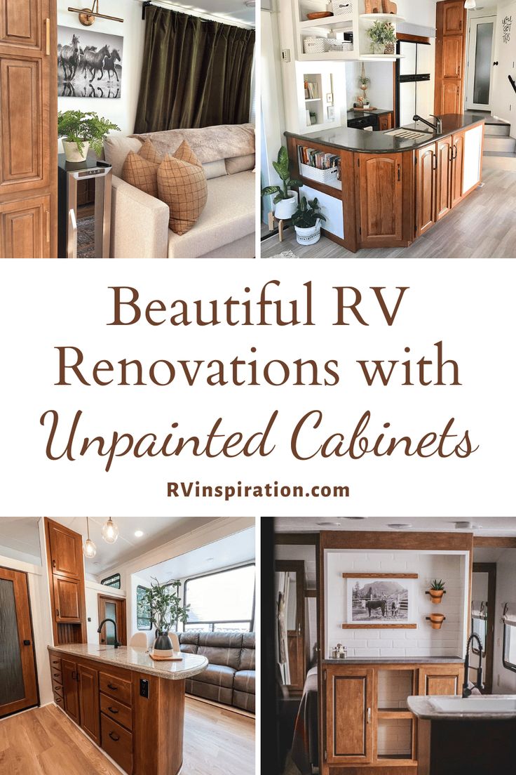 beautiful rv renovations with unpainted cabinets and new appliances in the living room